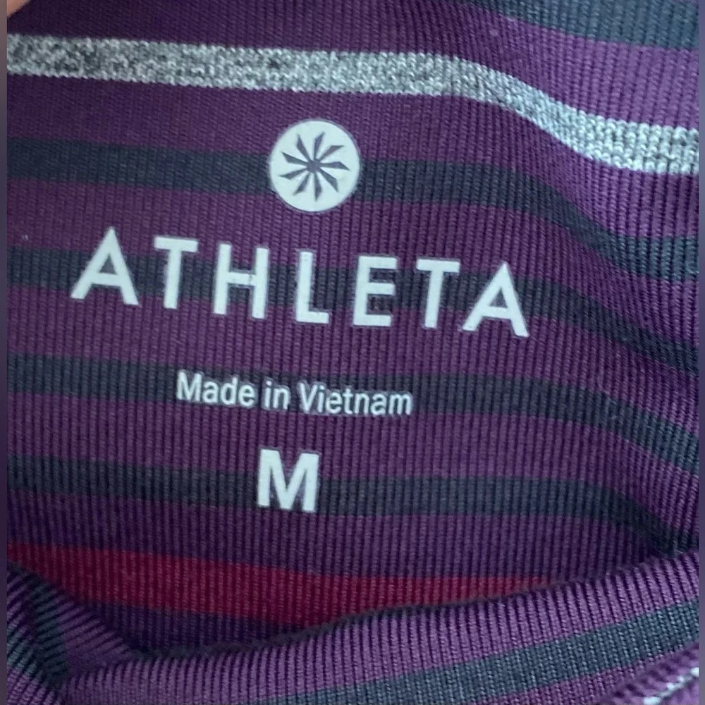 Athleta Chaturanga Purple Striped Leggings Size M - Picture 5 of 10